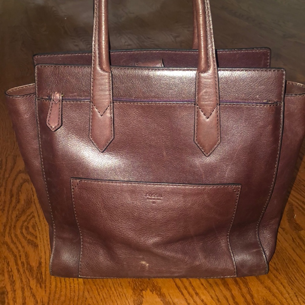 Fossil Burgundy leather tote